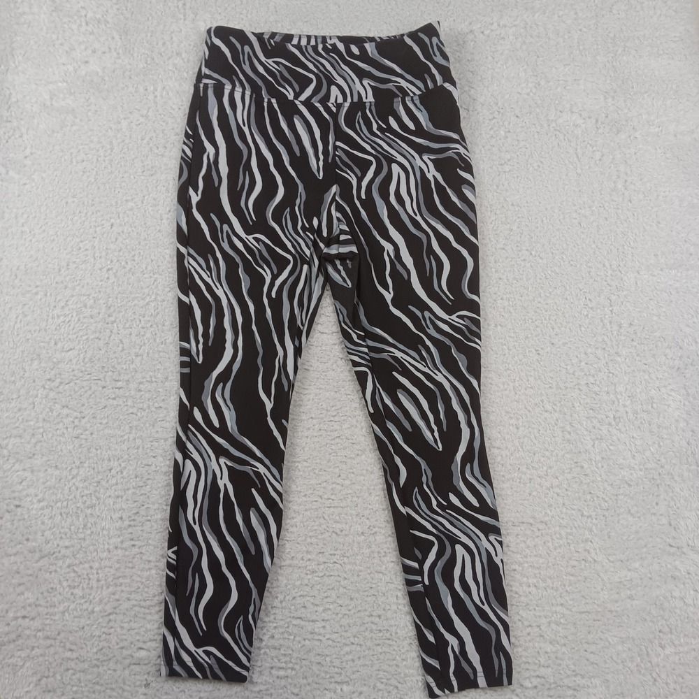 Limitless The Limited Leggings Womens Large Black Grey Zebra Print High Rise